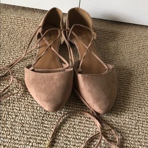 Lace up nude flats